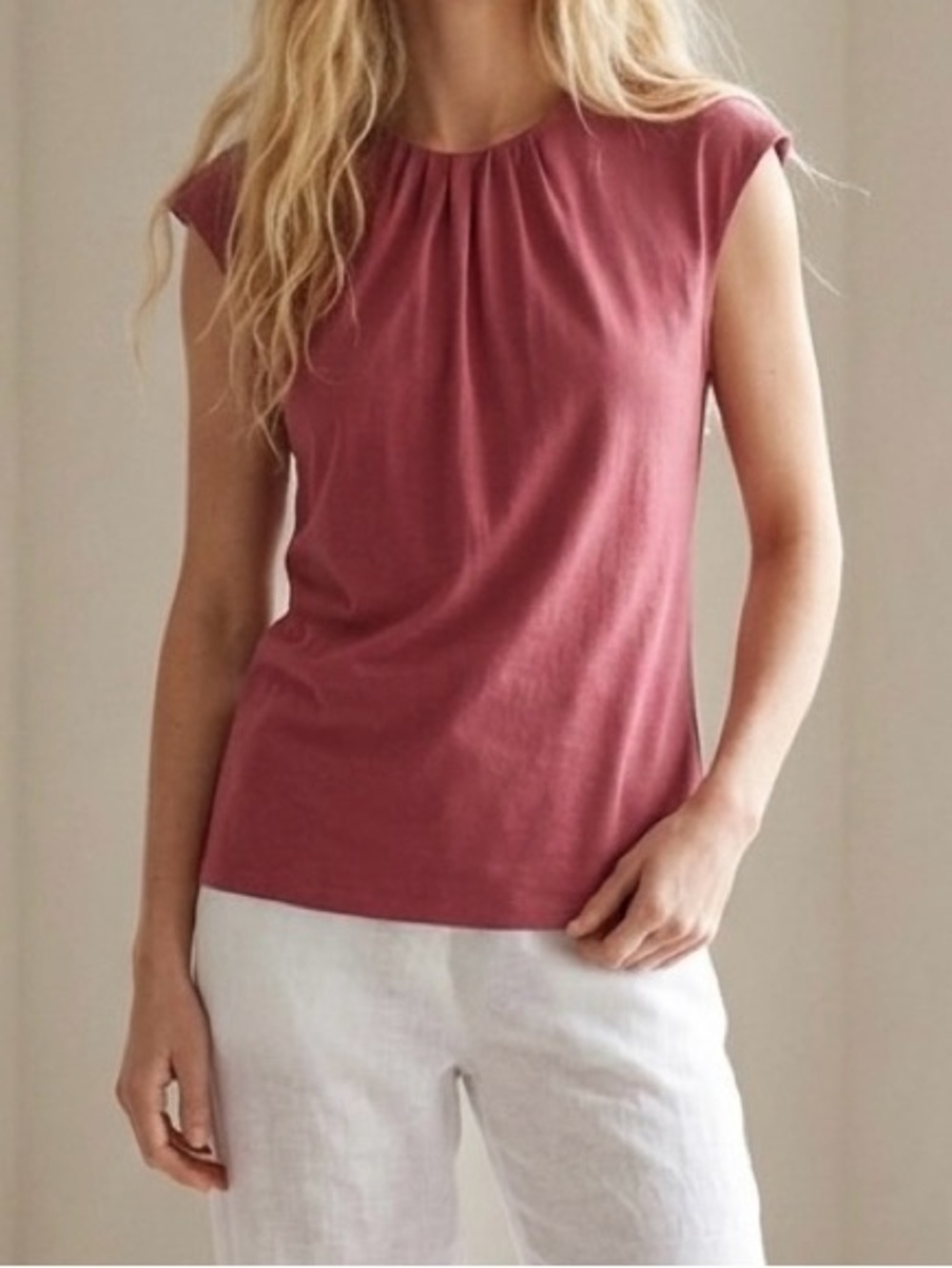 Vintage 90s Ralph Lauren Sport Top Berry Pink Keyhole S/P Pima Cotton Lyocell